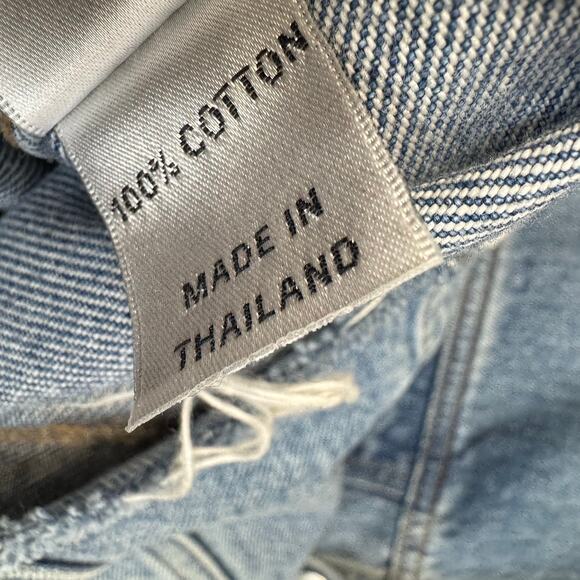 Lovers and Friends James Sarratoga Denim Jacket Relax Raw Hem Boho Blue L - Picture 16 of 16